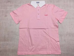 ラングラー Wrangler アメカジ 90s オールド レトロ 古着 ロゴ刺繍 クレリックカラー 半袖ポロシャツ メンズ ピンク