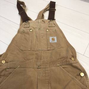 Carhartt オーバーオール ペインターパンツ ダブルニー ダック 80s カーハート ダック地 アメリカ古着 ブラウン ワーク