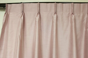 カーテン ピンク シャンタン 光沢 幅110cm×丈231cm 1枚 片開き Aフック 防炎 既製品