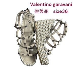 極美品 ヴァレンティノガラヴァーニ ウェッジサンダル ロックスタッズ #36 23cm Valentino garavani M4I607