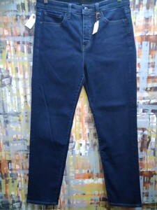 UNIQLO JEANS☆カイハラストレッチソフトデニム スキニーハイライズ221-418865/28(71)表示~身体w73/濃インディゴ/5ポケ/裾チェーンステッチ