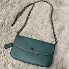 COACH コーチ　チェーンショルダーバッグ　　レザー　グリーン