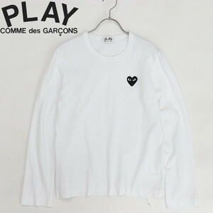 ◆PLAY COMME des GARCONS プレイ コムデギャルソン AD2015 ハートワッペン コットン 長袖 Tシャツ ロンT カットソー 白 ホワイト L