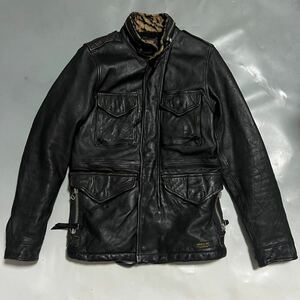 12aw NEIGHBORHOOD M-65 TIGER HL-JKT 122TNNH-JKM04 ネイバーフッド ホースハイド レザー ミリタリージャケット 黒/茶芯 S