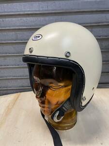 ジェットヘルメット SHM レザートリム ジェットヘルメット タチバナ Lサイズ 59〜60cm ハンドステッチ　皮巻き