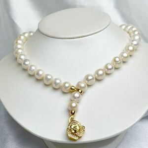 本真珠11mm 天然パールネックレス 南洋パール Pearl necklace jewelry 42cm薔薇留め具