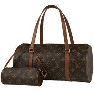 ルイ・ヴィトン Louis Vuitton パピヨン 30 バレルバッグ 筒型 旧旧型 ハンドバッグ モノグラム ブラウン M51365 レディース 【中古】