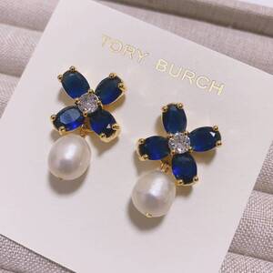 新品未使用　TB092 Tory Burch トリーバーチ　ピアス　ジルコン　天然パール