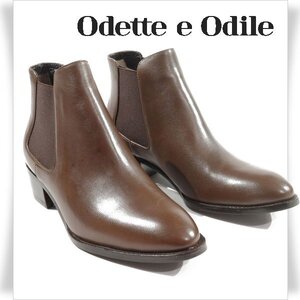 新品1円～★定価2.4万 ODETTE E ODILE オデット エ オディール UNITED ARROWS レザー サイドゴアショートブーツ 23.5cm 濃茶◆S1095◆