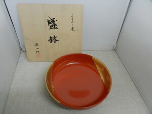 又一作　うるし塗　盛鉢　木箱入り　雲形　菓子器　足つき