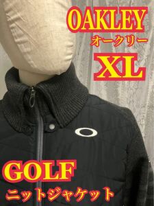 OAKLEY GOLF オークリー　ゴルフ ニットジャケット　刺繍ロゴ　フルジップ　XLサイズ