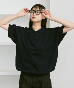 「flaner」 半袖ポロシャツ MEDIUM ネイビー レディース