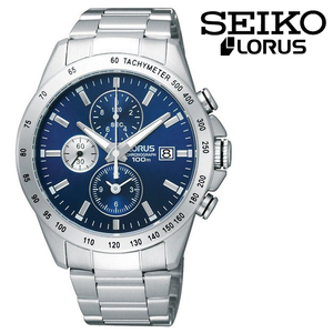 SEIKO LORUS Chronograph Sports Watch セイコー ローラス クロノグラフ スポーツ ウォッチ ステンレス ブルー シルバー 100m防水 腕時計