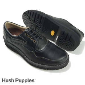 【新品】定価2万ハッシュパピー Hush Puppies 大塚製靴《軽量 ビブラムソール》上質牛本革 レースアップ ウォーキングシューズ 黒 24.5 4E