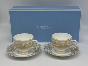 【未使用品】 WEDGWOOD ウェッジウッド コロンビア ゴールド カップ＆ソーサー 2客 ペア 梱包80サイズ （管15896）