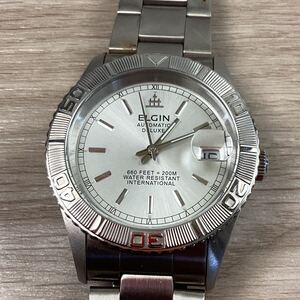 o1345 ELGIN 腕時計 自動巻 FK-1135-SL デイト エルジン メンズ 動作品 中古