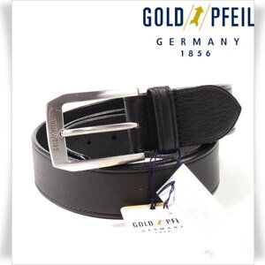 新品1円～★GOLD PFEIL ゴールドファイル メンズ 日本製 牛革 レザー 本革 ビジネスベルト フリーサイズ 黒 ブラック 正規店本物◆3976◆