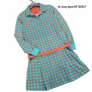 le coq sportif GOLF ルコック ゴルフ 通年 ベルト付き♪ 長袖 チェック柄 ポロシャツ ワンピース Sz.M　レディース　K4T00136_2#F