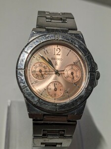 【M150】【動作確認済み・電池交換済み】 SEIKO セイコー LUKIA ルキア レディース 腕時計 金属ベルト クオーツ ピンク文字盤 5Y89-0B30