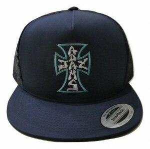 JB即決 JAY ADAMS ジェイ・アダムス OG CROSS EMBROIDERED TRUCKER クロス 刺繍 メッシュキャップ CAP 紺x緑x白 ネイビーxミント 新品