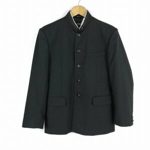 学生服 学ラン 165A 男子 上着 ウール混 学校指定制服 ラウンドカラー サージ 黒 中古 ランクB a3 JJ5245