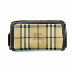 バーバリー BURBERRY 長財布 ウォレット ノバチェック ラウンドファスナー PVC レザー ロゴ 茶 ブラウン ベージュ ■GY18 /MQ