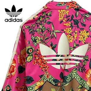 TBK195さ@ adidas 希少 花柄 総柄 トラックジャケット レディースL