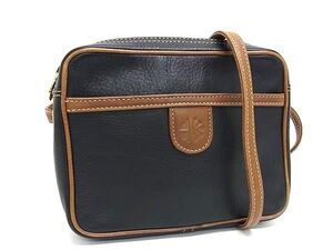 1円 ■美品■ ENRIQUE LOEWE KNAPPE エンリケ ロエベ ナッペ レザー クロスボディ ショルダーバッグ 斜め掛けかばん ブラック系 BI8109