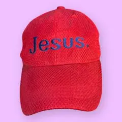 赤いメッシュキャップ Jesus.