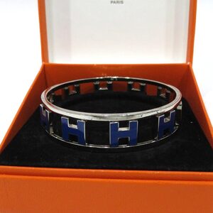 中古 エルメス ロンドアッシュ ブレスレット バングル Bランク シルバー×ブルー HERMES レディース あすつく【送料無料】【西神店】