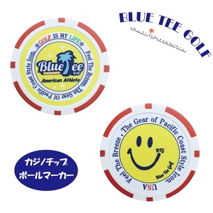 ★2:送料無料RD【BLUE TEE ツリー（イエロー）・ビッグスマイル】ブルーティーゴルフ 【 レッド：カジノチップ　ボールマーカー】