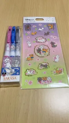 ディズニー ボールペンセット SARASA サラサ クリップ　ステッカーセット