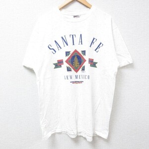 【30%OFF】L/古着 オニータ ONEITA 半袖 ビンテージ Tシャツ メンズ 90s サンタフェ コットン クルーネック 白 ホワイト 24jul25 中古 3OF