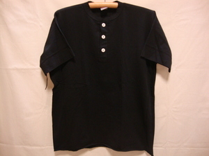 価格￥3.740- ヘルスニット【Healthknit】906S ヘンリーネック Tシャツ-半袖☆color【BLACK】size【Ｌ】U.S.A 綿/正規新品