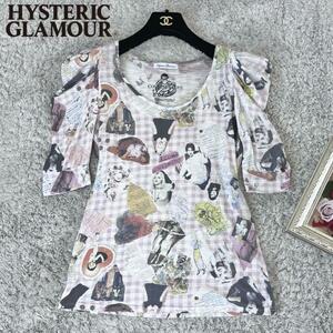 【レア】HYSTERIC GLAMOUR ヒステリックグラマー COURTNY LOVE コートニーラブ パワーショルダー 総柄 カットソー トップス