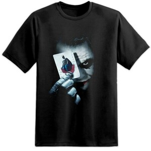 バットマン　ダークナイト　ジョーカーカード メンズTシャツ2 　ヒースレジャー M 在庫あり