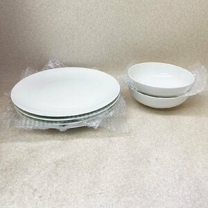 モデルルーム展示品 食器 大皿 4枚 + ボウル 2個 白 / ホワイト / プレート【引取可/大阪発】No.6