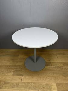 [304]　アールエフヤマカワ　リフレッシュテーブルⅡバッグハンガー付き　ホワイト　丸テーブル　ミーティングテーブル　Φ800×H700