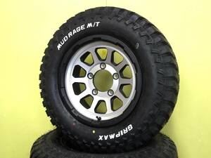 S3771 新品 4本 マッドクロス レンジャー 6J +0 5H 139.7 マットシルバー 195/80R15 GRIPMAX MUD RAGE M/T ホワイトレター ジムニー シエラ