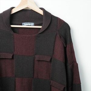 80s ISSEY MIYAKE MEN イッセイミヤケメン 筆タグ パネル編み替え ニット セーター M