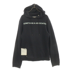 OFF-WHITE オフホワイト Something & Associates ロゴプリント スウェット プルオーバー パーカー ブラック OMBB034T19003049