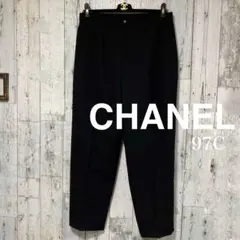 CHANEL シャネル ウール シルク　ココマーク 97C 44 パンツ　黒