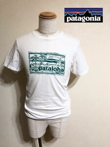 patagonia パタゴニア アウトドア ハワイ限定 パタアロハ ビッグロゴ オーガニックコットン Tシャツ サイズS 半袖 スリムフィット 白