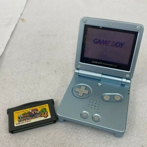 L108-K44-4821◎Nintendo ニンテンドー GAMEBOY ADVANCE SP ゲームボーイアドバンスSP 本体 AGS-001 パールブルー ソフト付き 通電OK ①