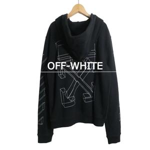 美品 OFF-WHITE オフホワイト ヴァージルアブルー サイズS ダイアグ3Dライン ジップフーディ スウェットパーカー 黒 ブラック