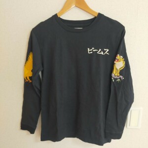 BEAMS ビームス 東洋エンタープライズ別注 スーベニアTシャツ 長袖 刺繍 ロンT スカT TT68069 XS～S相当 ブラック(黒）