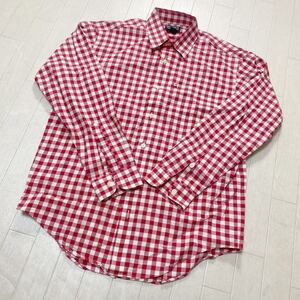 3964☆ POLO JEANS co. ポロ ジーンズ トップス 長袖シャツ ボタンダウン メンズ S レッド ギンガムチェック