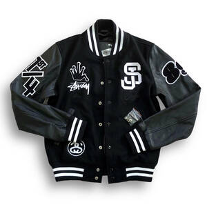 STUSSY × SLAM JAM 25th Anniversary Quarter Stadium Jacket Special-Edition M Black / 希少 スタジャン レザー スタッフ限定