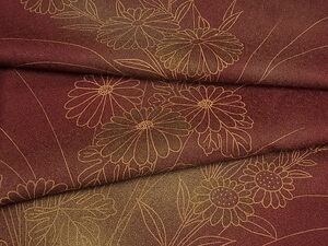 平和屋野田店◆訪問着　中国三大刺繍　相良刺繍　枝花文　菊　金彩　着丈162cm　裄丈63.5cm　正絹　逸品　mop2982