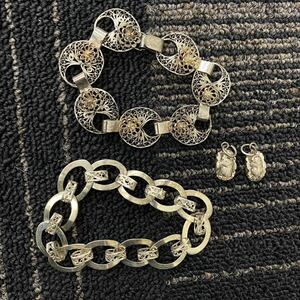 【TM0509】刻印無し シルバーアクセサリー まとめ 3点silver ブレスレット 銀色 貴金属 silver ストラップ bracelet 銀 ファッション